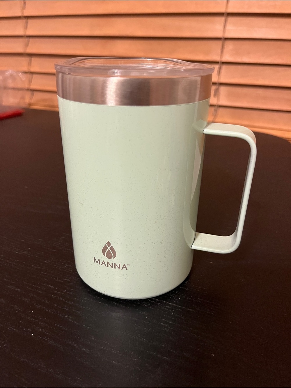 Manna Stainless Steel Light Blue/Green Travel Coffee Mug Tumbler Lid 5"